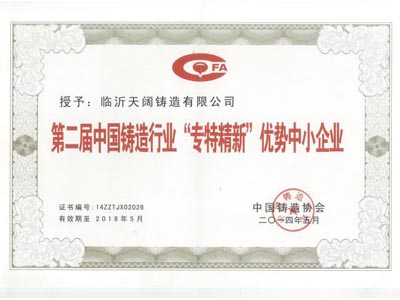 第二屆中國清造行業(yè)發(fā)專特精新”優(yōu)勢中小企業(yè)